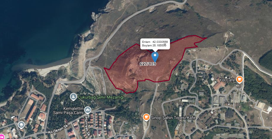 Şahin Tepesi federasyon kaydındaki kalkış alanının TKGM uydu görünümü